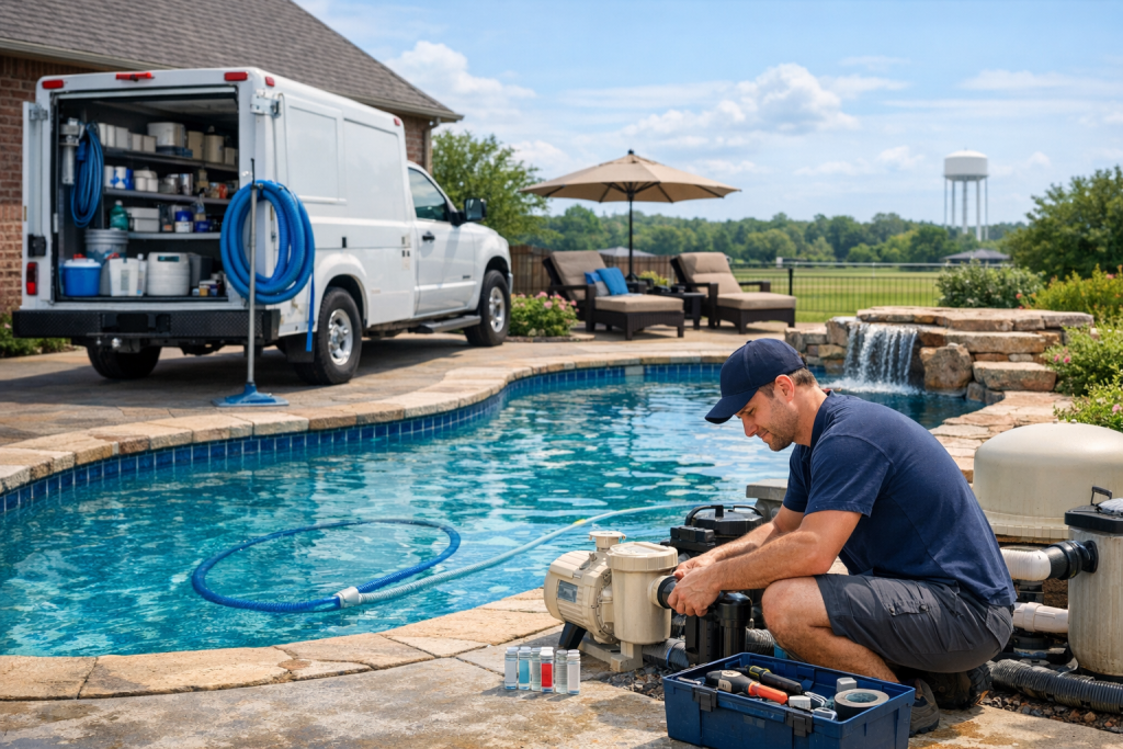 Helping Customers with Pool Repair in Prague, Oklahoma